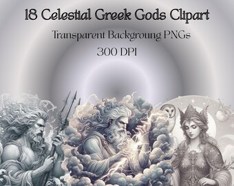 Hemelse gotische Griekse goden Clipart | 18 goden-png-bundel