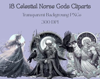 Hemelse Noorse goden Clipart | Zachte gotische heidense png-bundel