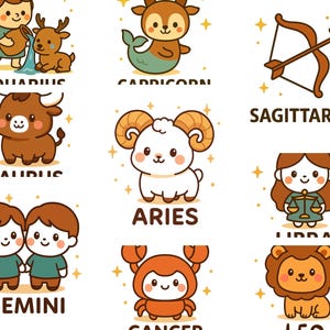 Signes astrologiques kawaii