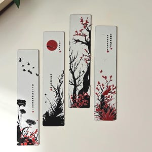 Red Blossom Bookmark Set