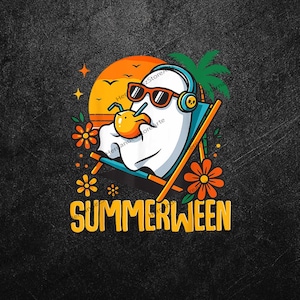 Fantasma de verano de Halloween png, Halloween de verano retro png, Summerween png, Cóctel de Halloween de verano png, Camisa de verano fantasma png
