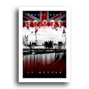 James Bond Poster - 007 Art Print - Sean Connery - Roger Moore - Timothy Dalton - Pierce Brosnan - Daniel Craig - Wall Decor 13x19
