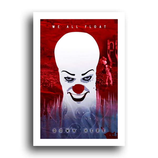 Stephen King's IT Pennywise the Clown - Minimalist Horror Art Poster Print 13x19
