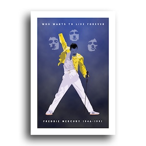 Póster original de edición limitada de Queen Freddie Mercury firmado 13x19