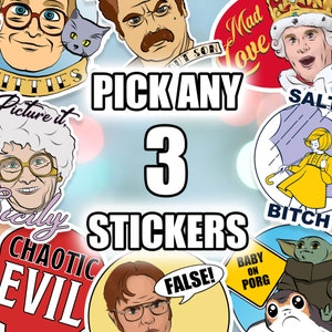 Pick ANY 3 Vinyl Stickers - Make your own sticker pack - Waterproof Vinyl Stickers