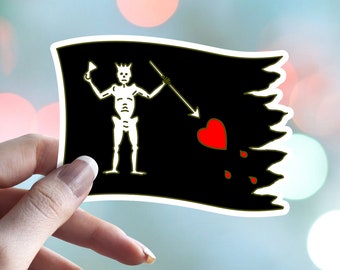 Blackbeard - Pirate Flag - Waterproof Vinyl Sticker - water bottle laptop bullet journal car window bujo dishwasher