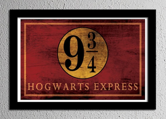 Harry Potter Hogwarts Express Platform 9 3/4 Sign Typography | Etsy
