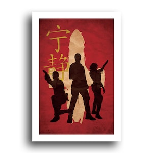 Póster de arte minimalista original de la tripulación del capitán Malcolm Reynolds de Firefly Serenity, 13 x 19