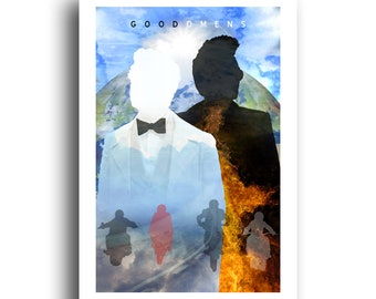 Good Omens - David Tennant - Michael Sheen - Neil Gaiman - Original Minimalist Retro Art Poster Print 13x19