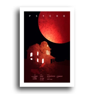 Psycho - Norman Bates - Anthony Perkins - Janet Leigh - Alfred Hitchcock - Horror Movie Cult Original Art Poster Print 13x19