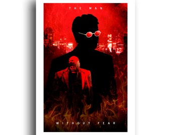 Daredevil Poster - The Man Without Fear Art Print - Marvel Wall Decor 13x19