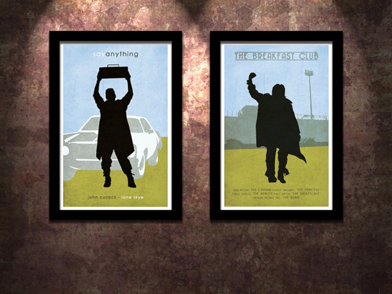 80's Icons 2 Pack Say Anything / The Breakfast Club Original Limited Edition Art Print Poster John Cusack Judd Nelson Molly Ringwald 13x19 afbeelding 1