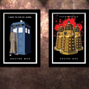 Lot de 2 Doctor Who 10e affiche Dr David Tennant Tardis et les Daleks - 1re édition 13 x 19 extermination