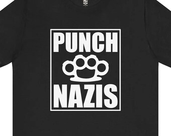 Punch Nazis with white text - Unisex Jersey Short Sleeve Tee