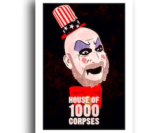 House of 1000 Corpses - Rob Zombie - Captain Spaulding - Horror Movie Cult Limited Edition Original Art Poster Print - 13x19