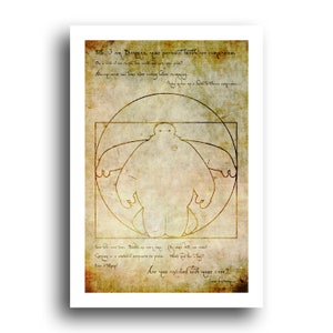 Baymax Big Hero 6 - Vitruvian Man - Leonardo DaVinci - Original Minimalist Art Poster Print 13x19