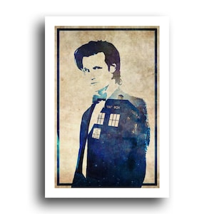 Doctor Who Poster -  11th Dr Art Print - Matt Smith Tardis Wall Decor - 13x19