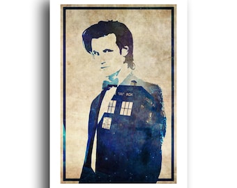Doctor Who Poster -  11th Dr Art Print - Matt Smith Tardis Wall Decor - 13x19