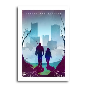 Last of Us - Endure and Survive - Ellie and Joel  - Original Minimalist Art Poster Print 13x19