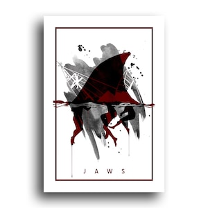 Tiburón - Póster original de la película Roy Scheider - Impresión de póster de arte retro minimalista original - 13 x 19
