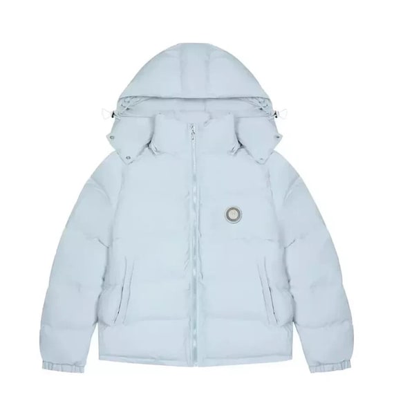 Handmade Trapstar Irongate Sky Blue Puffer Jacket Gloss Black | Detachable Hood Streetwear Coat | Men’s Designer Winter Jacket