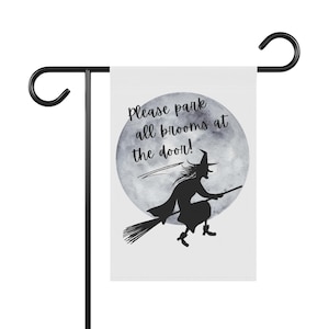 Whimsical Garden Banner for Halloween Decor, Witch Banner for Yard, Fall Decor, Spooky Garden Flag, Outdoor Halloween Sign