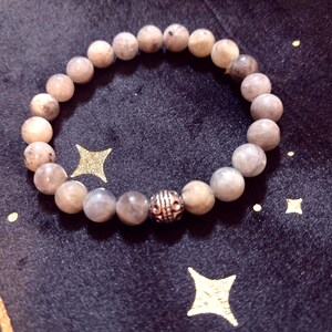 Labradorite Crystal Beaded Stretch Bracelet with Silver Accent