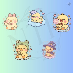Kawaii Duck PNG Bundle – 5 Cute Cartoon Duck Clipart Designs for Stickers, Sublimation, and Digital Downloads – Buy 1 Get 5!