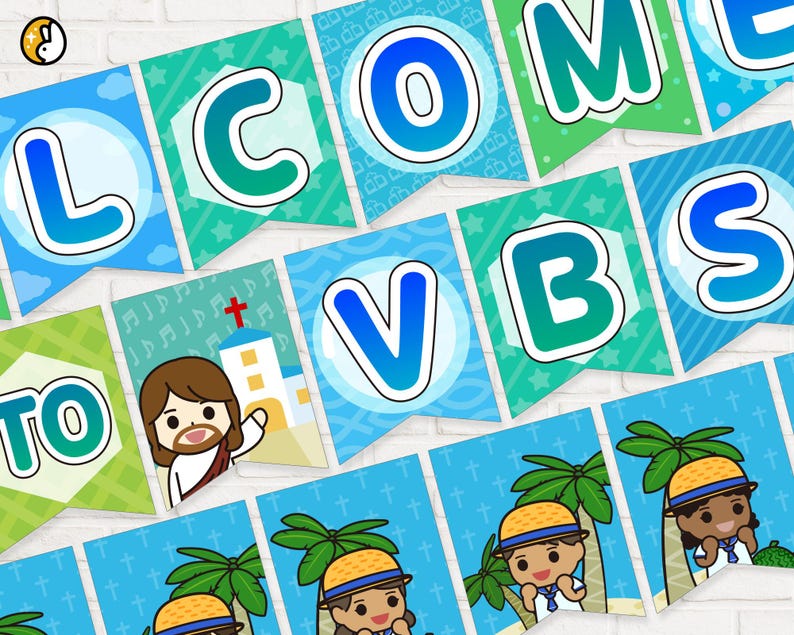 Vbs Letters WELCOME to VBS Banner Printable PDF | Beach Theme Decor | Vacation ...