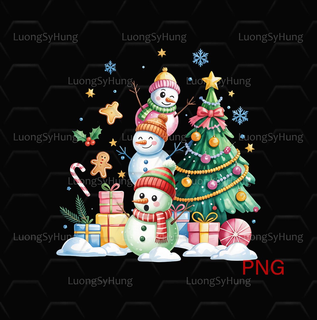 Snowman Christmas Tree Png, Xmas Holiday Design Digital Download - Etsy