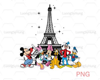 Mouse and Friends Couple In Paris Png, Mickey & Friends Png, Family Vacation Png, Family Trip Png, Magical Castle Png, Digital File