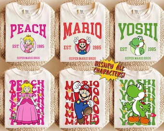 Custom 2 side Super Mario Characters Shirt, Epic Universe Tee, Super Mario Family Matching Graphic Tee
