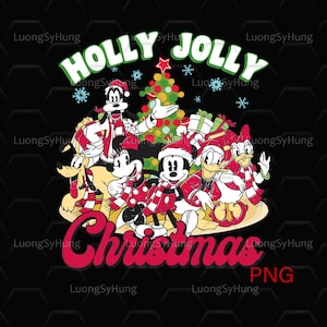 Mickey and Friends Christmas PNG,Family Xmas Trip, Santa Mickey  Instant Download