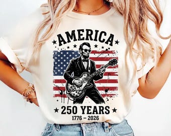 Abe Lincoln Playing Guitar 250 Years Freedom Shirt, 4th Of July T-Shirt, Independence Day Graphic Tee