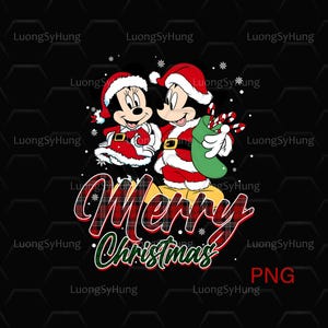 Mickey and Minnie Mouse Christmas Png, Merry Christmas png, Mickey Mouse png, Minnie Mouse png, transparent design, instant download