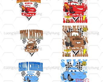 2 side Custom Disney Cars Png, Pixar Lightning McQueen Png, Cars Sally Png, Disney Family Trip Png, Disneyland Vacation Png, Pixar Mater Png