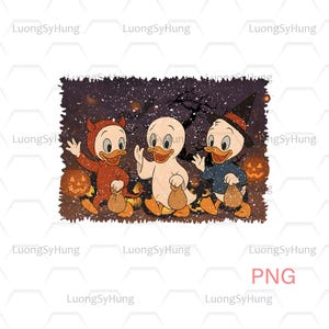 Retro Huey Dewey Louie Halloween Costume Trick Or Treat Png, Ducktales Disneyland Halloween Party, Spooky Season Disny Png