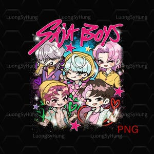 Saja Boys Boy Band Png, Digital Download, Kpop Demon Inspired Movie PNG  , Bootleg Retro Movie Clipart, Demon Hunters Png