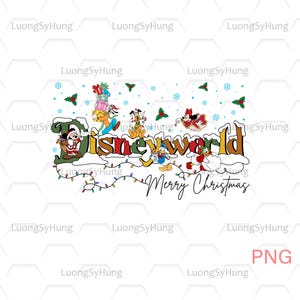 Mickey and Friends Christmas PNG, Family Xmas Trip, Santa Mickey Mouse, Instant Download