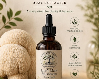 Lion’s Mane Mushroom Tincture | Organic Dual Extract | Daily Clarity & Wellness Ritual