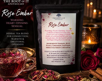 Rose Tea for Relaxation & Connection | Damiana Herbal Tea Blend | Caffeine Free Floral Tea | Cozy Self Care Tea Gift