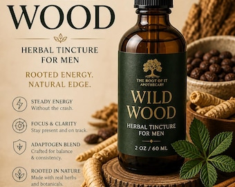 Men’s Herbal Tincture for Energy & Balance | Adaptogen Blend with Ashwagandha, Maca and Cacao | Daily Wellness Drops | Small Batch Botanical