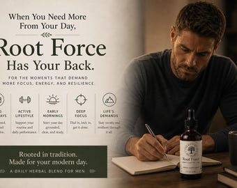 Root Force | Men’s Herbal Tincture for Daily Energy, Focus & Vitality | Adaptogen Blend