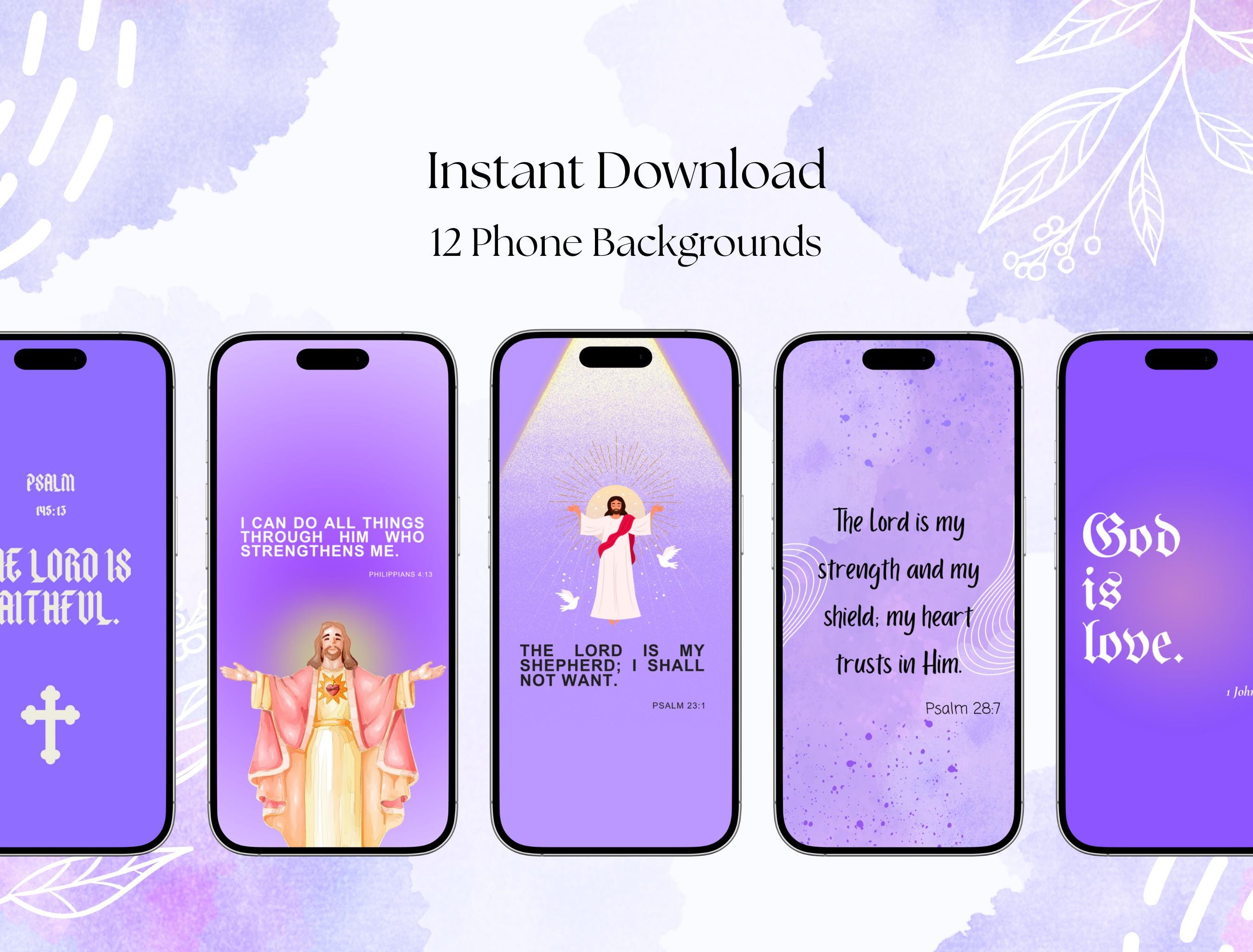 Purple Bible Verse Phone Wallpaper Bundle (12) • Christian Lock Screen ...