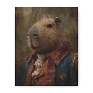 Ingelijste kunstwerken, grillige capibara in vorstelijke jas, dierenportret voor interieur, cadeau voor dierenliefhebbers, unieke kunst aan de muur