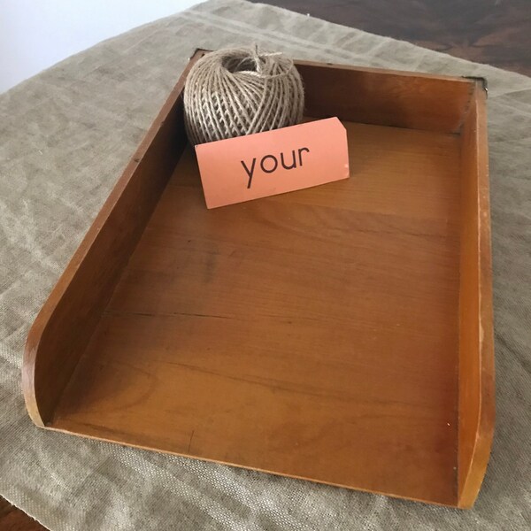 Reserved for Tara. Fabulous, VINTAGE wooden filing / desk tray. Industrial decor. Great storage