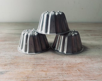 Three VINTAGE English, aluminium jelly moulds. Vintage kitchen, vintage home.