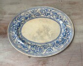 Stunning Antique 1800s Blue Transferware, earthenware platter. My vintage home.