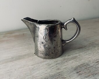 VINTAGE Perfectly Imperfect 1/8 pint EPNS silver monogrammed milk jug. My vintage home.