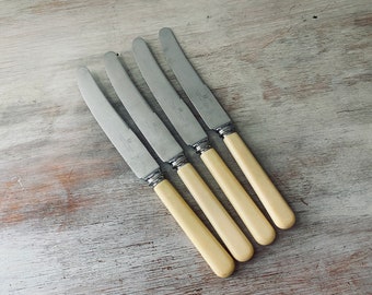 Four VINTAGE, ENGLISH, "Phoenix Imperial", Sheffield, high quality Bone Handle Knives.  My vintage home.